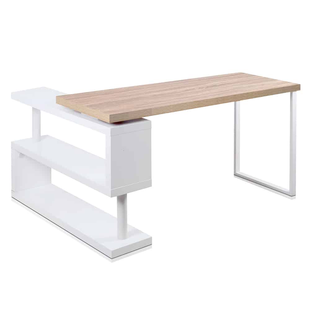 DESK-CORNER-140-00 Desk with rotatable bookshelf