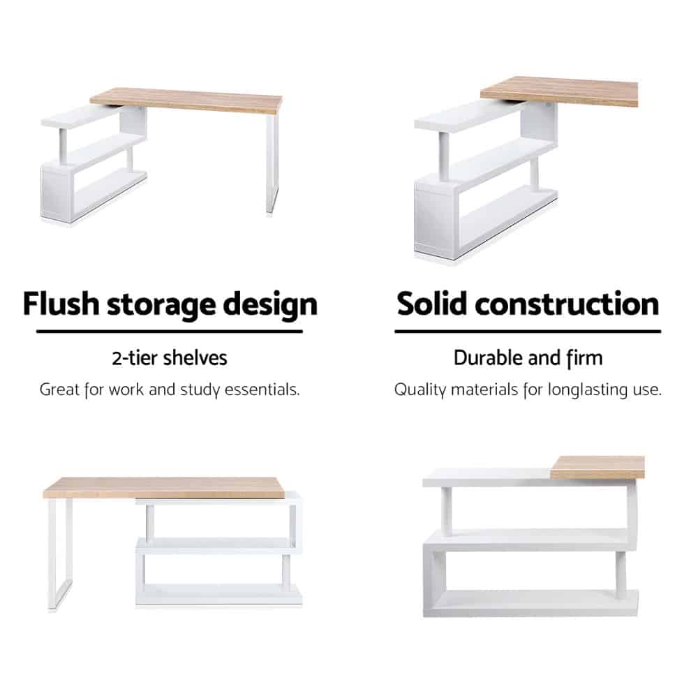 DESK-CORNER-140-03 Place the desk wherever you want and rotate the bookshelf!